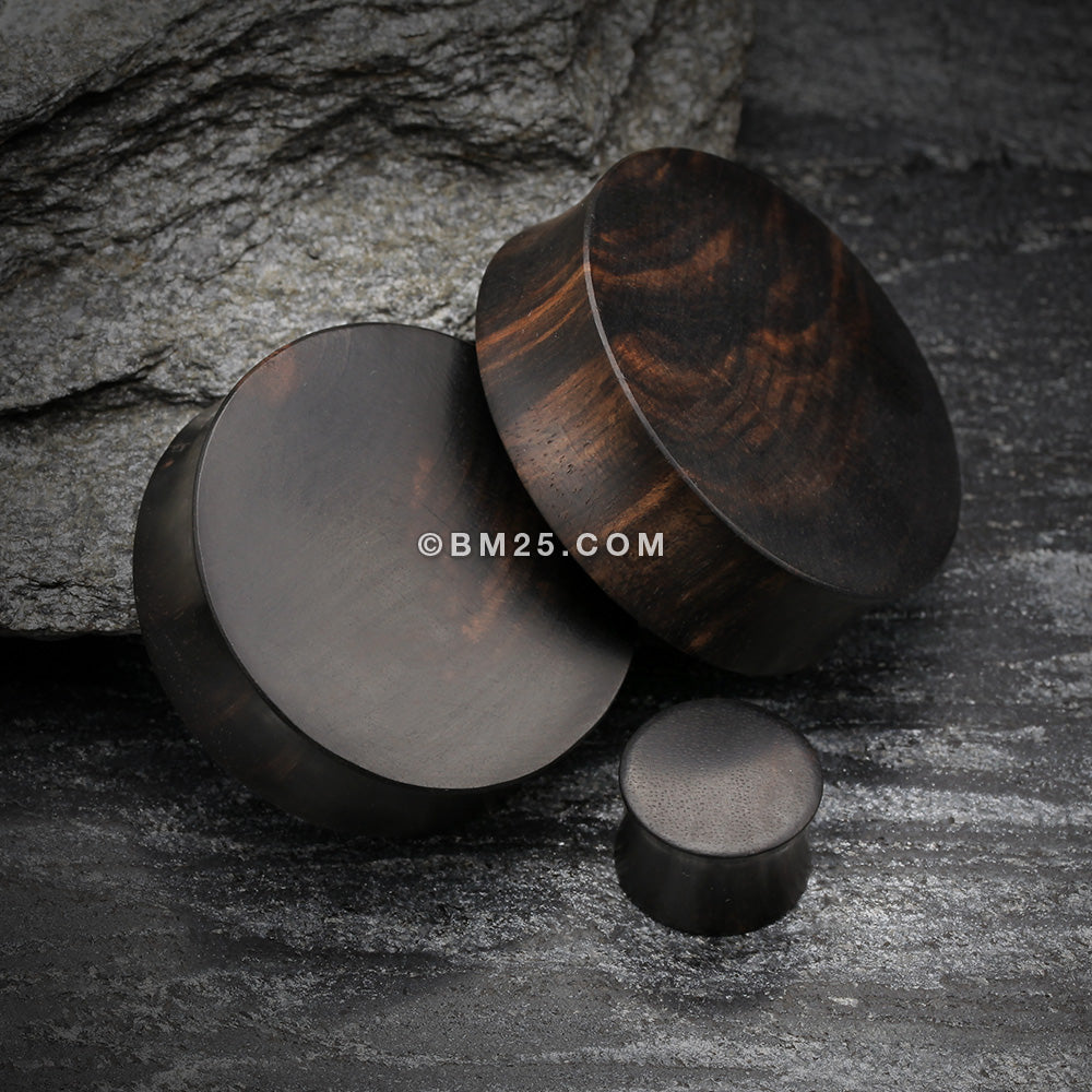 Detail View 1 of A Pair of Tiger Ebony Wood Double Flared Plug-Black