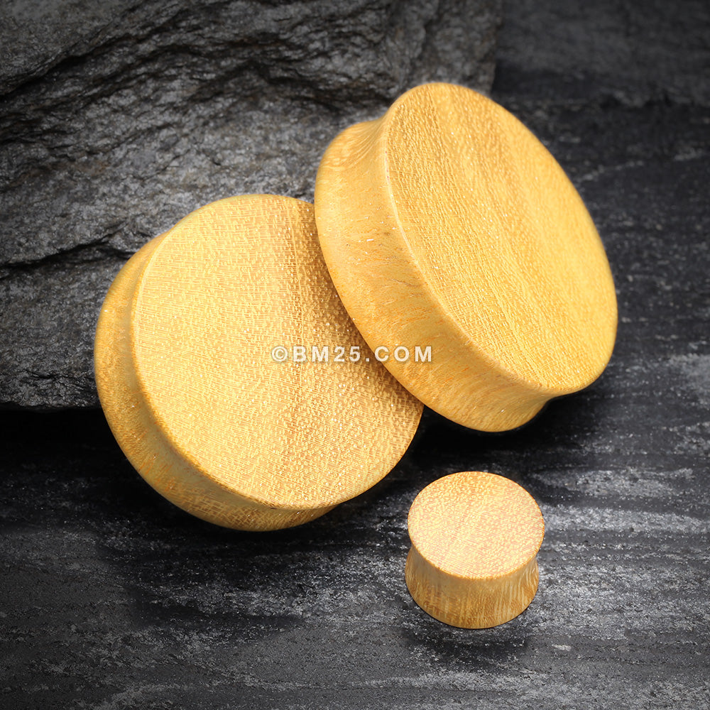 Detail View 1 of A Pair of Jackfruit Wood Double Flared Plug-Yellow