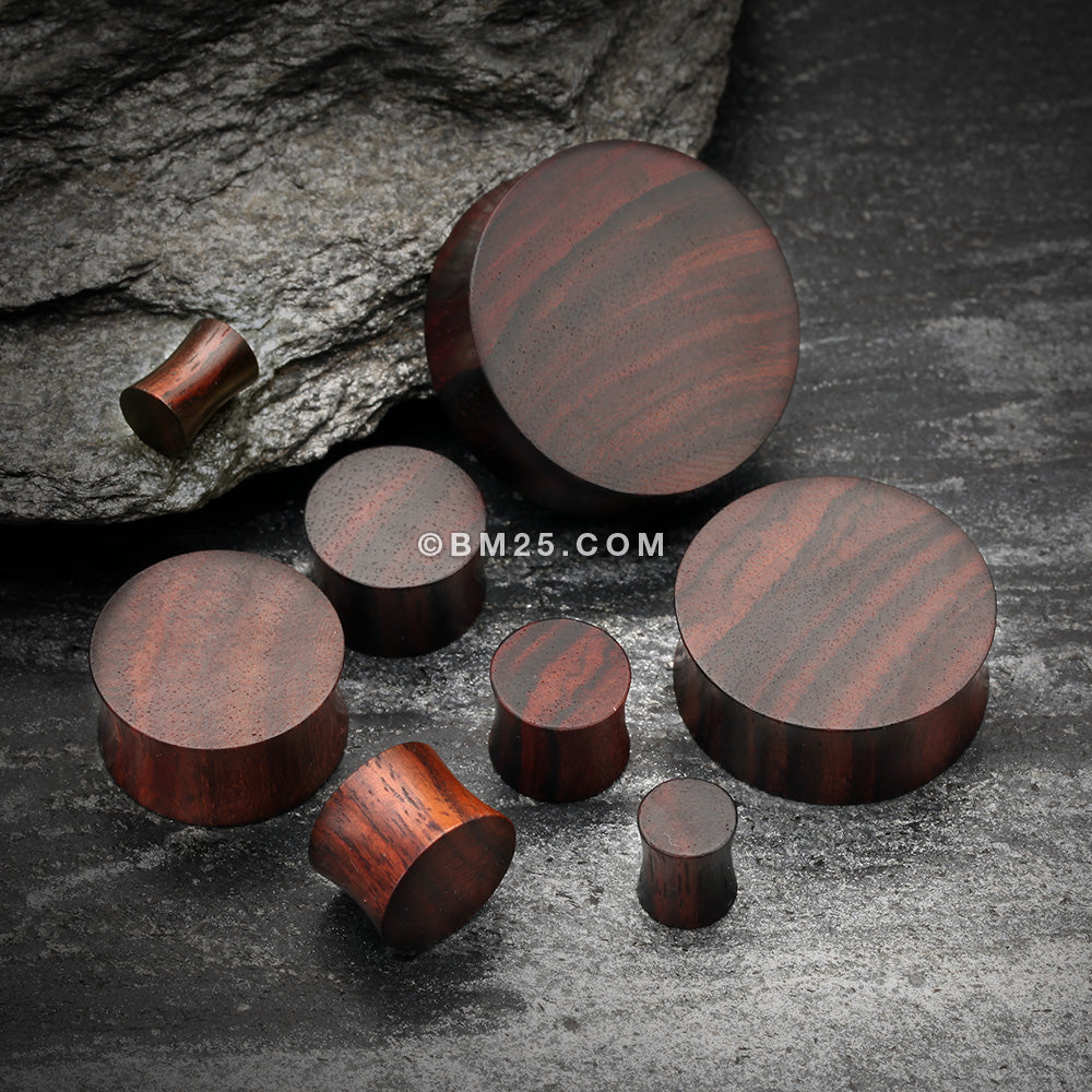 Detail View 2 of A Pair of Rosewood Double Flared Plug-Orange/Brown