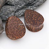 Detail View 1 of A Pair of Teardrop Coconut Wood Double Flared Plug