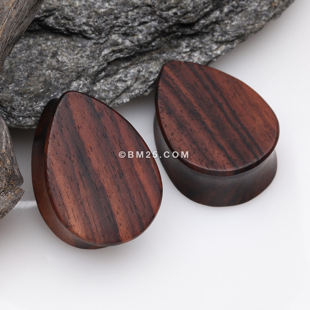 Detail View 1 of A Pair of Teardrop Rosewood Double Flared Plug