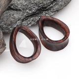 Detail View 1 of A Pair of Teardrop Rosewood Double Flared Tunnel Plug