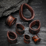 Detail View 2 of A Pair of Teardrop Rosewood Double Flared Tunnel Plug