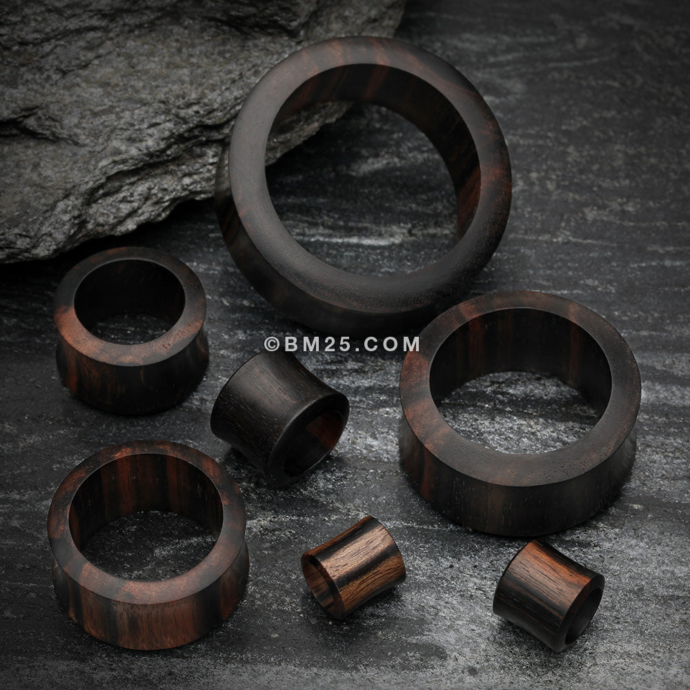 Detail View 2 of A Pair of Tiger Ebony Wood Double Flared Tunnel Plug
