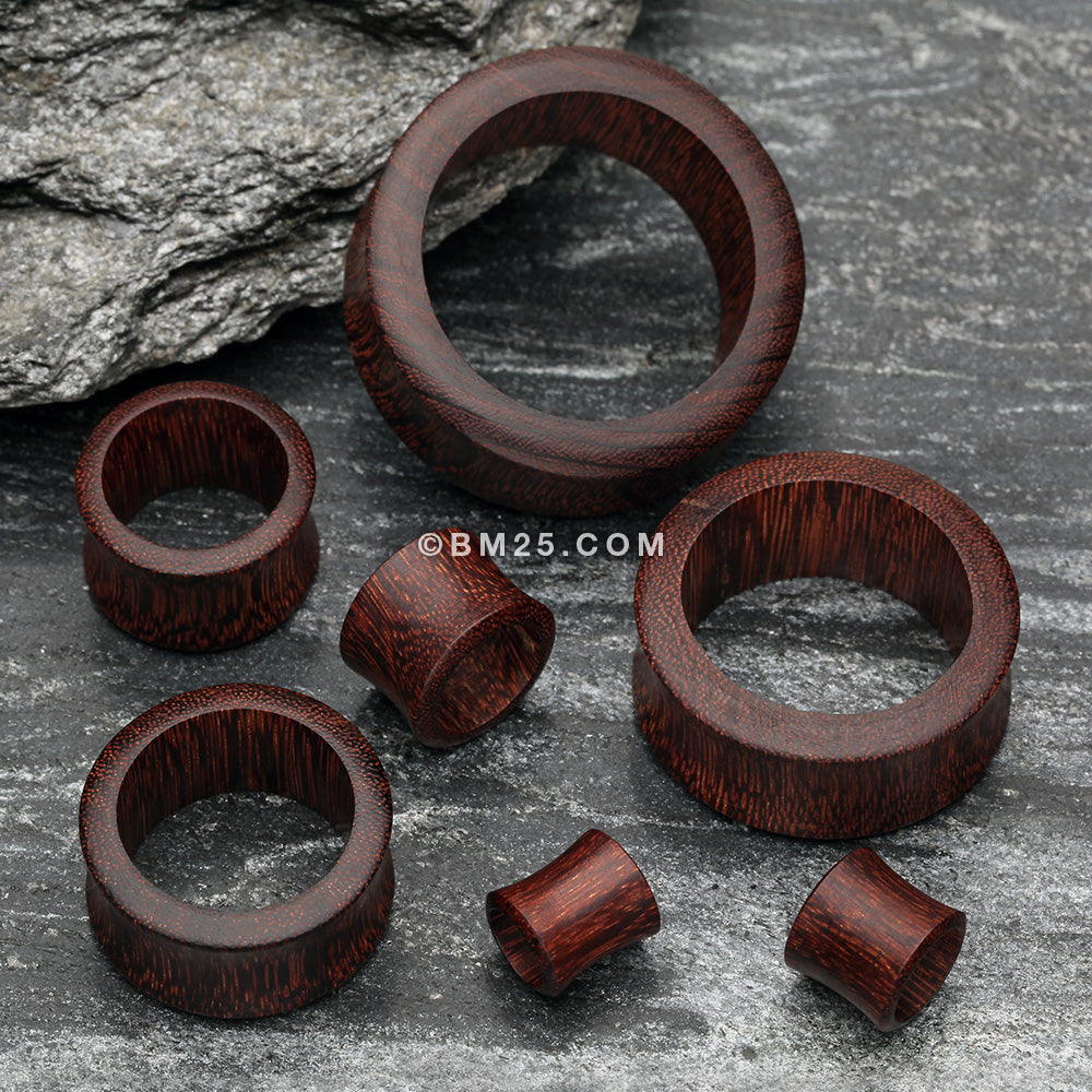 Detail View 2 of A Pair of Dark Tamarind Wood Double Flared Tunnel Plug