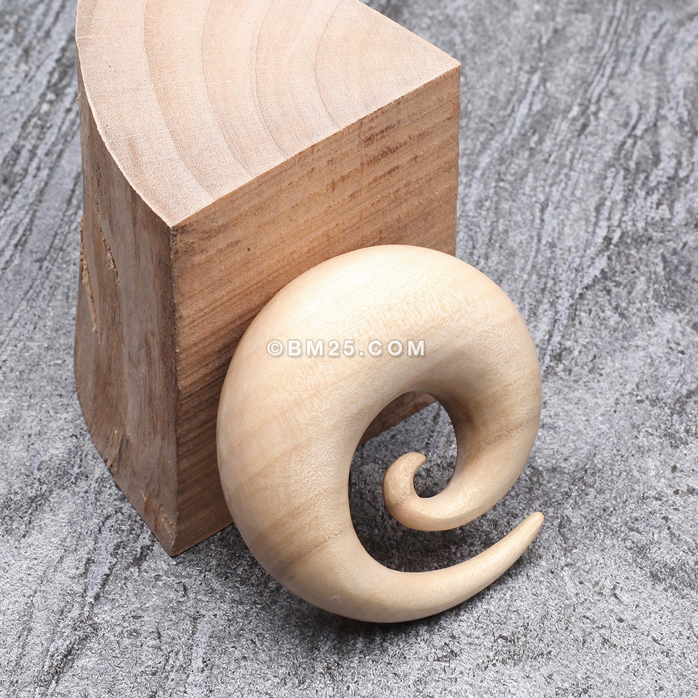 Detail View 3 of A Pair of Crocodile Wood Spiral Hanger Plug-Yellow