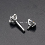 Detail View 1 of Double Prong Gem Sparkle Internally Threaded Cartilage Tragus Barbell-Clear Gem