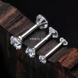 Detail View 2 of Double Prong Gem Sparkle Internally Threaded Cartilage Tragus Barbell-Clear Gem