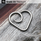 Detail View 1 of Implant Grade Titanium Swirling Heart Twist Hoop Ring
