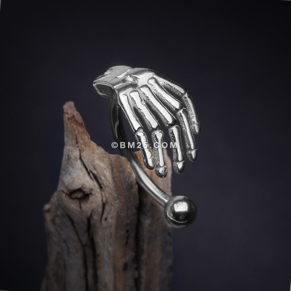 New Ins Vintage Cool Carved Bone Hand Ring Punk Gothic Adjustable Skull  Handshake Ring For Women Men Couple Fashion Jewelry Gift