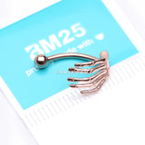 Detail View 4 of Rose Gold Skeleton Hand of Death Curved Barbell