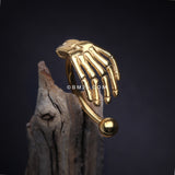 Detail View 2 of Golden Skeleton Hand of Death Curved Barbell