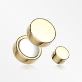 A Pair of Golden Steel Magnetic Fake Plug Earring