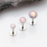 3 Pcs Pack of Opalite Sparkle Gem Internally Threaded Steel Labret-Pink