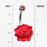 Rose Bloom Priva Belly Button Ring-Red