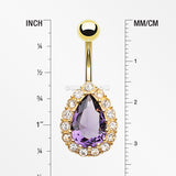 Golden Sparkle Essence Teardrop Belly Button Ring-Tanzanite/Clear