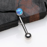 Detail View 1 of Implant Titanium Fire Opal Sparkle Internally Threaded VCH Bent Barbell-Blue