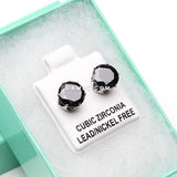 A Pair of Brilliant Sparkle Round CZ Stud Earrings-Black
