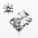 A Pair of Brilliant Sparkle Square CZ Stud Earrings*
