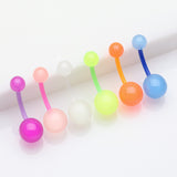 6 Pcs of Assorted Glow in the Dark Bio-Flex Basic Belly Ring Pack