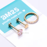 Detail View 2 of 3 Pcs of Assorted Pink Rose x Heart Pure24K Titanium Stud & Clicker Package