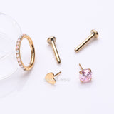 Detail View 1 of 3 Pcs of Assorted Pink Rose x Heart Pure24K Titanium Stud & Clicker Package