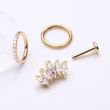 Detail View 1 of 3 Pcs of Assorted Everyday Golden Marquise Sparkle Curve Stud & Clicker Package