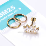Detail View 2 of 3 Pcs of Assorted Everyday Golden Marquise Sparkle Curve Stud & Clicker Package