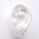 3 Pcs of Assorted Everyday Golden Marquise Sparkle Curve Stud & Clicker Package
