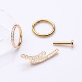 Detail View 1 of 3 Pcs of Assorted Everyday Golden Curvature Sparkle Lined Stud & Clicker Package