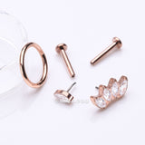 Detail View 1 of 3 Pcs of Assorted Titanium Rose Gold Brilliant Marquise Stud & Clicker Package
