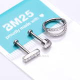 Detail View 2 of 3 Pcs of Assorted Titanium Gem Lined Rectangle Stud & Double Hoop Gems Package