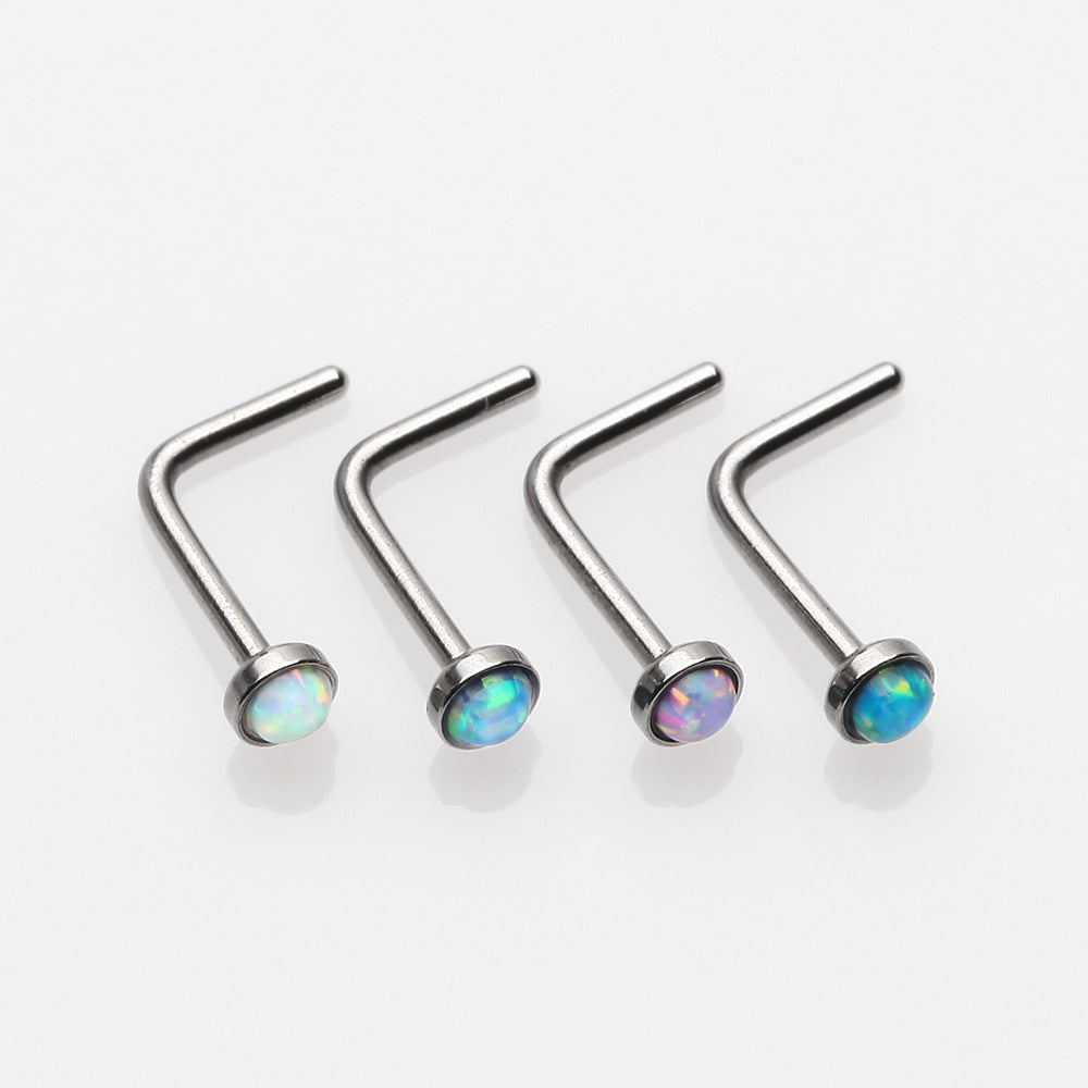Buy Lantine Corkscrew Nose Studs 20 Gauge 6mm Surgical Steel Screw Opal  Nose Ring Set at Amazon.in