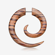 A Pair of Coconut Wood Fake Spiral Hanger Earring