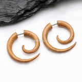 Detail View 1 of A Pair of Gamal Wood Fake Spiral Hanger Earring