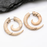 Detail View 1 of A Pair of Old Tamarind Wood Fake Spiral Hanger Earring