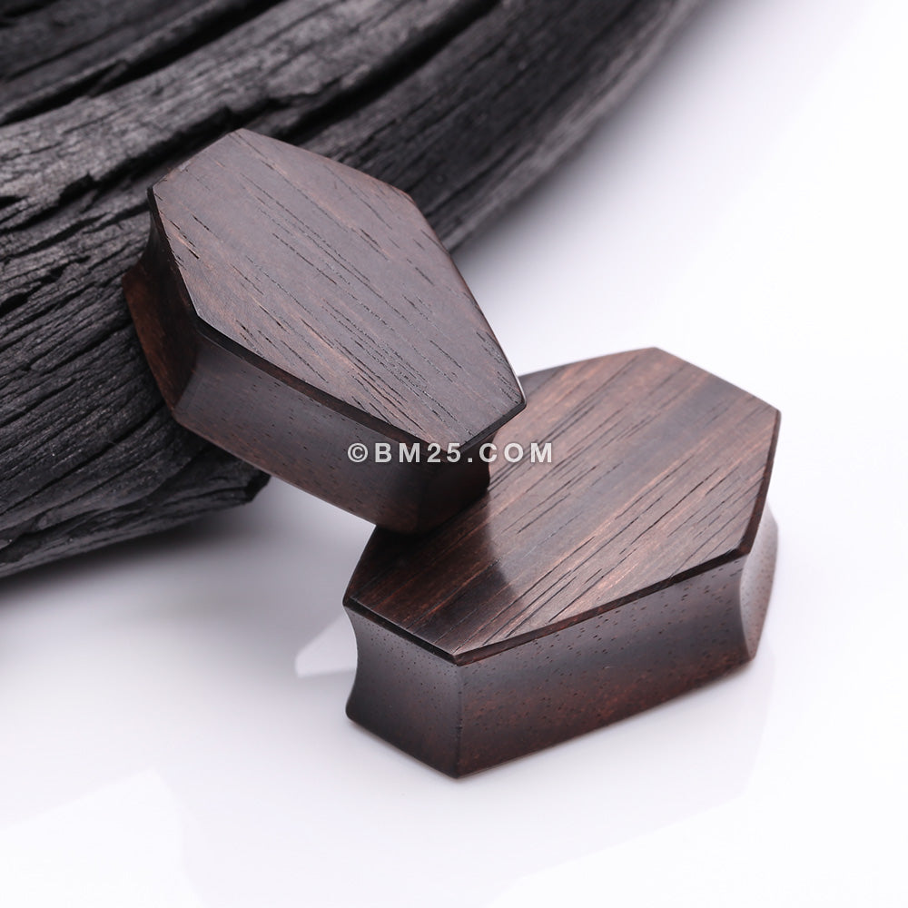 Detail View 3 of A Pair of Tiger Ebony Wood Casket Double Flared Plug