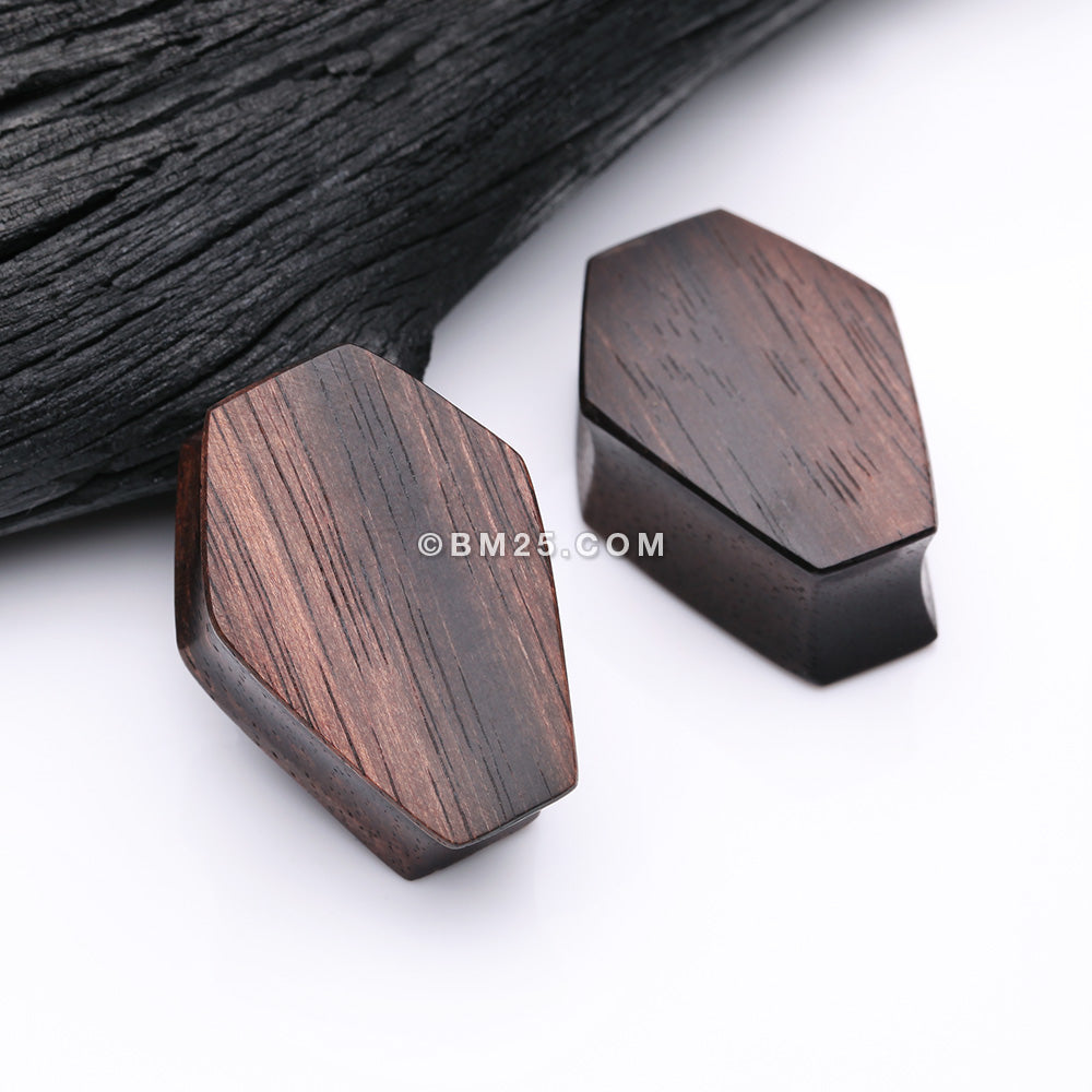 Detail View 1 of A Pair of Tiger Ebony Wood Casket Double Flared Plug