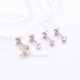 Detail View 1 of 4 Pcs of Assorted Gemstone Crystal Internally Threaded Labret Package