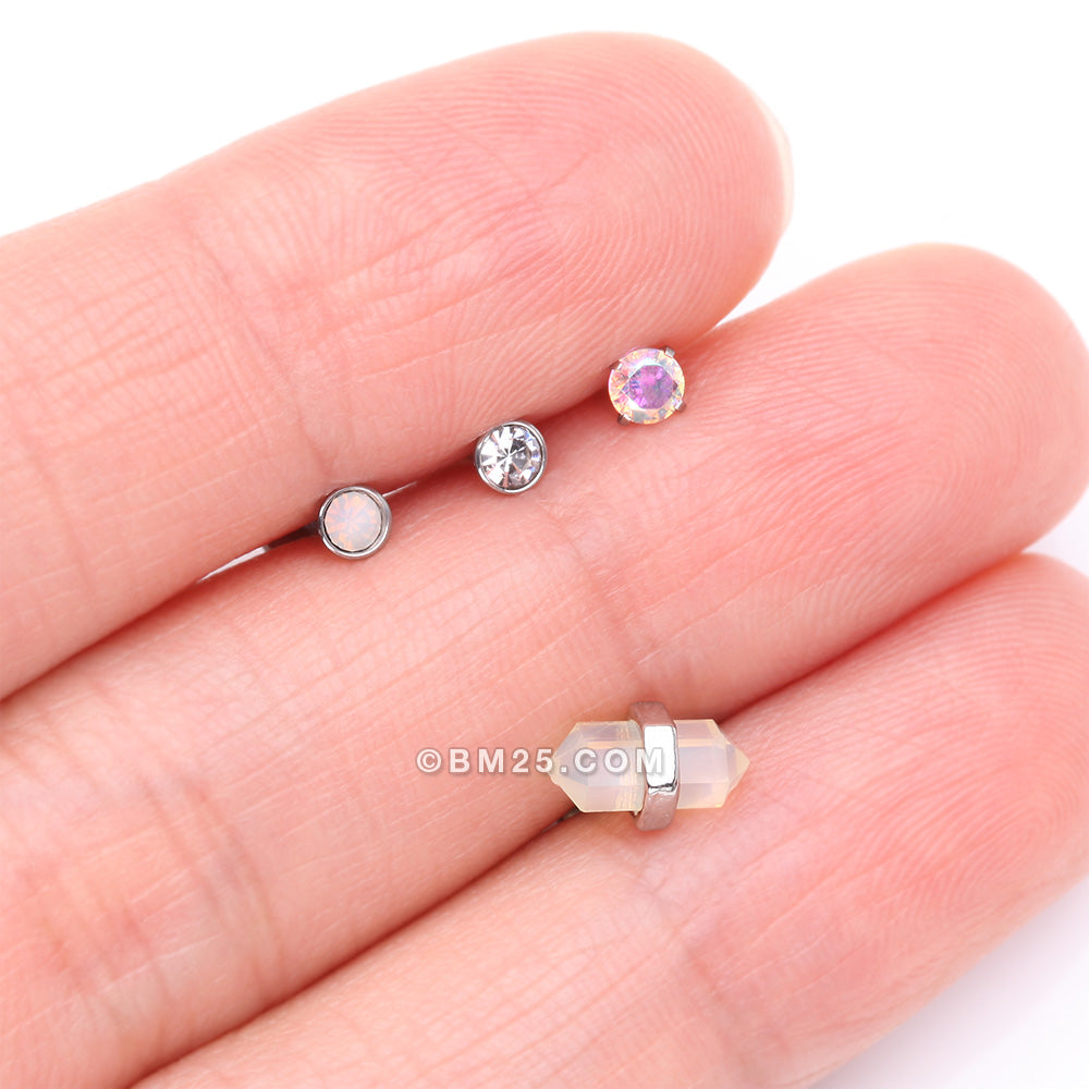 Detail View 2 of 4 Pcs of Assorted Gemstone Crystal Internally Threaded Labret Package