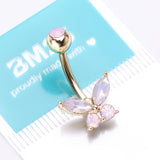 Detail View 4 of Golden Pink Opalite Sparkle Butterfly Belly Button Ring