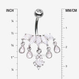 Detail View 1 of Brilliant Marquise Tiara Dangle Sparkle Tiered Belly Button Ring-Clear Gem