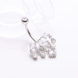 Detail View 2 of Brilliant Marquise Tiara Dangle Sparkle Tiered Belly Button Ring-Clear Gem