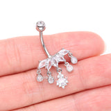 Detail View 3 of Brilliant Marquise Tiara Dangle Sparkle Tiered Belly Button Ring-Clear Gem
