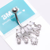 Detail View 4 of Brilliant Marquise Tiara Dangle Sparkle Tiered Belly Button Ring-Clear Gem