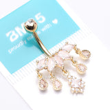 Detail View 4 of Golden Brilliant Marquise Tiara Dangle Sparkle Tiered Belly Button Ring-Clear Gem