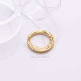 Detail View 1 of Golden Classic Hammered Texture Steel Clicker Hoop Ring