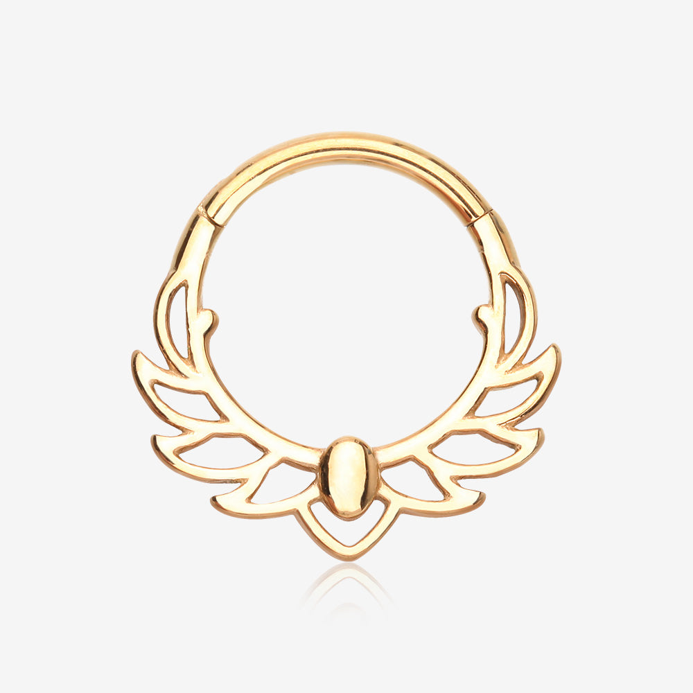 Golden Divine Leaflet Steel Clicker Hoop Ring