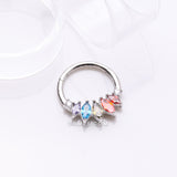 Detail View 2 of Brilliant Sparkle Marquise Grand Floral Clicker Hoop Ring-Multi-Color