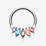 Brilliant Sparkle Marquise Grand Floral Clicker Hoop Ring